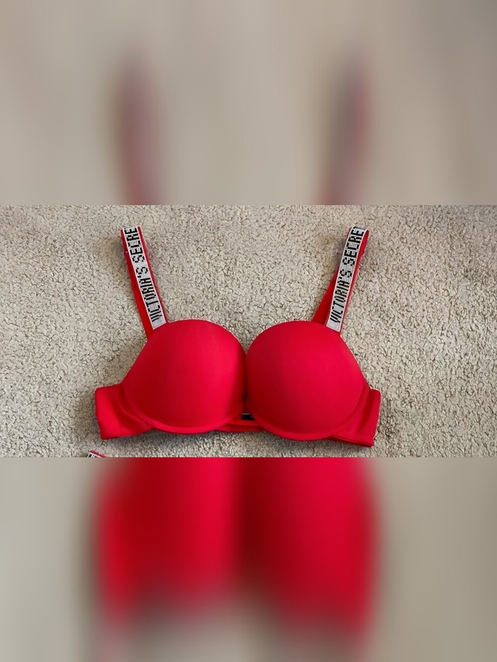 Victoria's Secret Bright Red Padded Bra with Logo Straps